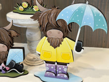 Load image into Gallery viewer, Highland Cow Spring Butterfly Standing Sign File SVG, Glowforge, Flower, Standing, Kite, Daisy, Cow Umbrella Tiered Tray LuckyHeartDesignsCo
