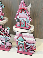 Load image into Gallery viewer, Valentine Candy Standing Houses File SVG, Tiered Tray Decor, Gingerbread, Love Heart, Ice cream, Glowforge, LuckyHeartDesignsCo
