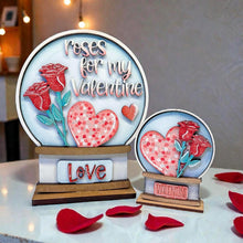 Load image into Gallery viewer, Rose Valentine Snow Globe Interchangeable File SVG, TINY, Flower, Floral, Roses Glowforge, Love, Heart, Tiered Tray LuckyHeartDesignsCo
