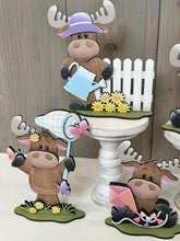 Load image into Gallery viewer, Moose Cow Spring Butterfly Standing Sign File SVG, Glowforge, Flower, Kite, Daisy Woodland Umbrella Tiered Tray LuckyHeartDesignsCo
