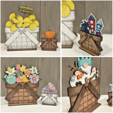 Load image into Gallery viewer, Farm Picnic Flower Basket Interchangeable (Original and TINY) File SVG, (Basket only) Vase, Tiered Tray, Glowforge, LuckyHeartDesignsCo
