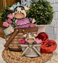 Load image into Gallery viewer, Dairy Cow Valentine Chocolate For The Flower Basket Interchangeable File SVG, TINY Flower, Rose, Tiered Tray Glowforge LuckyHeartDesignsCo
