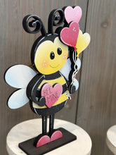 Load image into Gallery viewer, Bee Valentine Standing File SVG, Balloon, Cupid Candy Chocolate Love, Heart, Farm, Tiered Tray Glowforge LuckyHeartDesignsCo
