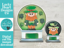 Load image into Gallery viewer, Leprechaun Snow Globe Interchangeable File SVG, TINY, Pot O Gold, Clover, St. Patrick's Day, Glowforge, Tiered Tray LuckyHeartDesignsCo
