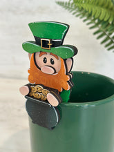 Load image into Gallery viewer, Leprechaun Clover Mug Hugger File SVG, Glowforge Tiered Tray, St. Patrick's Day, lucky, Tray Decor, Holiday, Topper, LuckyHeartDesignsCo
