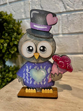 Load image into Gallery viewer, Owl Valentines Standing File SVG, Glowforge, Love, Heart, Balloon, Candy, Rose, Flower, Bird, LuckyHeartDesignsCo
