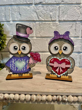 Load image into Gallery viewer, Owl Valentines Standing File SVG, Glowforge, Love, Heart, Balloon, Candy, Rose, Flower, Bird, LuckyHeartDesignsCo
