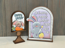 Load image into Gallery viewer, Floppy Easter Bunny Tall Arch Sign Interchangeable File SVG, TINY, INSERT only, Egg Carrot Glowforge Holiday Tiered Tray LuckyHeartDesignsCo
