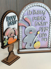 Load image into Gallery viewer, Floppy Easter Bunny Tall Arch Sign Interchangeable File SVG, TINY, INSERT only, Egg Carrot Glowforge Holiday Tiered Tray LuckyHeartDesignsCo
