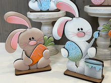 Load image into Gallery viewer, Floppy Easter Bunny Standing File SVG, Glowforge, Tiered Tray, Egg, Carrot, Basket, Egg Hunt, LuckyHeartDesignsCo
