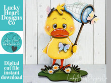 Load image into Gallery viewer, Duck Butterfly Spring Standing File SVG, Umbrella, Swimming, Flower, Cute, Pet, Farm Tiered Tray Glowforge, LuckyHeartDesignsCo
