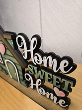 Load image into Gallery viewer, Home Sweet Home Love Shelf Sitter Standing Sign File SVG, Glowforge, House, Heart, Personalized, Shelf Sitter, Family LuckyHeartDesignsCo
