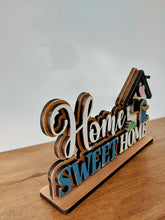 Load image into Gallery viewer, Home Sweet Home Shelf Sitter Standing Sign File SVG, Glowforge, House, Heart, Personalized, Shelf Sitter, Family LuckyHeartDesignsCo
