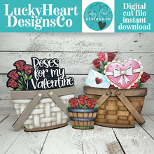 Load image into Gallery viewer, Rose Valentine For The Flower Basket Interchangeable File SVG, TINY, Floral, Roses, Valentine's, Tiered Tray, Glowforge, LuckyHeartDesignsCo
