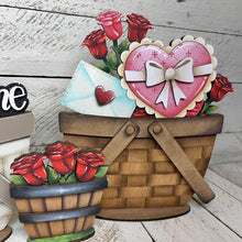 Load image into Gallery viewer, Rose Valentine For The Flower Basket Interchangeable File SVG, TINY, Floral, Roses, Valentine's, Tiered Tray, Glowforge, LuckyHeartDesignsCo
