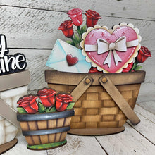 Load image into Gallery viewer, Rose Valentine For The Flower Basket Interchangeable File SVG, TINY, Floral, Roses, Valentine's, Tiered Tray, Glowforge, LuckyHeartDesignsCo

