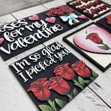 Load image into Gallery viewer, Rose Valentine Interchangeable Leaning Sign File SVG, Glowforge Flower, Roses, Tiered Tray, Love, Valentine's Day, LuckyHeartDesignsCo
