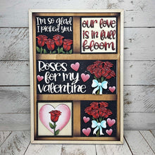 Load image into Gallery viewer, Rose Valentine Interchangeable Leaning Sign File SVG, Glowforge Flower, Roses, Tiered Tray, Love, Valentine's Day, LuckyHeartDesignsCo
