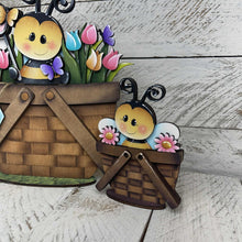Load image into Gallery viewer, Bee Spring Flower Basket Interchangeable File SVG, Floral, Butterfly Tulip, Floral, Daisy, Tiered Tray, Glowforge, LuckyHeartDesignsCo
