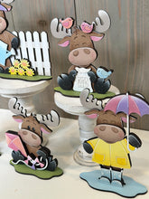 Load image into Gallery viewer, Moose Cow Spring Butterfly Standing Sign File SVG, Glowforge, Flower, Kite, Daisy Woodland Umbrella Tiered Tray LuckyHeartDesignsCo
