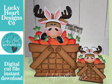 Load image into Gallery viewer, Moose Carrot Easter For The Flower Basket Interchangeable File SVG, Easter Egg, Farm, Bunny, Tiered Tray, Glowforge, LuckyHeartDesignsCo
