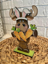 Load image into Gallery viewer, Moose Easter Carrots Standing File SVG, Glowforge, Tiered Tray, Woodland, Bunny, Basket, Egg Hunt, LuckyHeartDesignsCo

