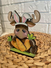 Load image into Gallery viewer, Moose Easter Carrots Standing File SVG, Glowforge, Tiered Tray, Woodland, Bunny, Basket, Egg Hunt, LuckyHeartDesignsCo
