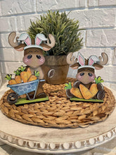 Load image into Gallery viewer, Moose Easter Carrots Standing File SVG, Glowforge, Tiered Tray, Woodland, Bunny, Basket, Egg Hunt, LuckyHeartDesignsCo
