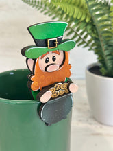 Load image into Gallery viewer, Leprechaun Clover Mug Hugger File SVG, Glowforge Tiered Tray, St. Patrick's Day, lucky, Tray Decor, Holiday, Topper, LuckyHeartDesignsCo
