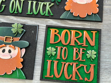 Load image into Gallery viewer, Leprechaun Clover St.Patrick's Day Interchangeable Leaning Sign File, Glowforge Shamrock, Lucky, LuckyHeartDesignsCo
