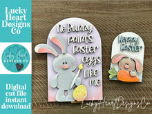 Load image into Gallery viewer, Floppy Easter Bunny Tall Arch Sign Interchangeable File SVG, TINY, INSERT only, Egg Carrot Glowforge Holiday Tiered Tray LuckyHeartDesignsCo
