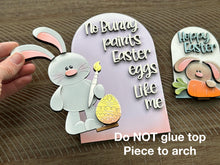 Load image into Gallery viewer, Bear Easter Bunny Tall Arch Sign Interchangeable File SVG TINY, INSERT only Egg Carrot Glowforge Holiday Tiered Tray LuckyHeartDesignsCo
