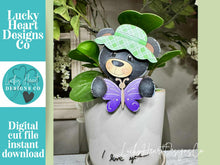 Load image into Gallery viewer, Spring Bear Bunny Mug Hugger File SVG, Glowforge, Butterfly, Farm Tiered Tray, Tray Decor, Woodland, Plant Topper, Gift, LuckyHeartDesignsCo
