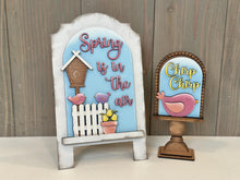 Load image into Gallery viewer, Spring Bird Tall Arch Sign Interchangeable File SVG, TINY, INSERT only Birdhouse, Tulip, Glowforge Holiday Tiered Tray LuckyHeartDesignsCo
