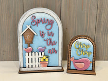 Load image into Gallery viewer, Spring Bird Tall Arch Sign Interchangeable File SVG, TINY, INSERT only Birdhouse, Tulip, Glowforge Holiday Tiered Tray LuckyHeartDesignsCo
