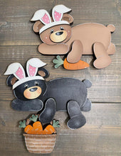 Load image into Gallery viewer, Easter Bear Bunny Shelf Hanging Sign File SVG, Rabbit, Carrot, Basket, Mantle decor, Woodland, glowforge LuckyHeartDesignsCo
