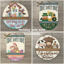 Load image into Gallery viewer, Farm Christmas Holiday Door Sign Interchangeable File, SVG, Barn, Tree, Wreath, Windmill, Lights, Seasonal Home Welcome, glowforge
