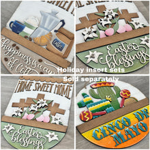 Load image into Gallery viewer, Easter ReligiousHoliday Door Sign Interchangeable File, SVG, Floral, Eggs, Basket, Spring, Cross, Lily, Seasonal, Home, Welcome, glowforge
