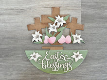 Load image into Gallery viewer, Easter ReligiousHoliday Door Sign Interchangeable File, SVG, Floral, Eggs, Basket, Spring, Cross, Lily, Seasonal, Home, Welcome, glowforge
