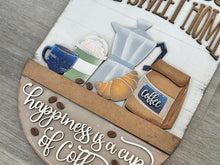 Load image into Gallery viewer, Coffee Holiday Door Sign Interchangeable File, SVG Croissant, Brewed, Kitchen, Home, Seasonal, Home, Welcome, glowforge
