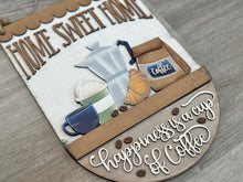 Load image into Gallery viewer, Coffee Holiday Door Sign Interchangeable File, SVG Croissant, Brewed, Kitchen, Home, Seasonal, Home, Welcome, glowforge
