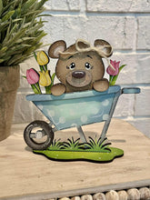 Load image into Gallery viewer, Bear Spring Standing Sign File SVG, Glowforge, Butterfly, Woodland Flower Kite, Bird, Daisy Umbrella Tiered Tray LuckyHeartDesignsCo
