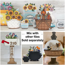 Load image into Gallery viewer, Hummingbird Flower Basket Interchangeable File SVG, Floral, Dragonfly, Butterfly Floral, Daisy, Tiered Tray, Glowforge, LuckyHeartDesignsCO
