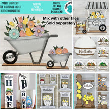 Load image into Gallery viewer, Hummingbird Flower Basket Interchangeable File SVG, Floral, Dragonfly, Butterfly Floral, Daisy, Tiered Tray, Glowforge, LuckyHeartDesignsCO
