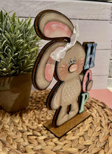 Load image into Gallery viewer, Floppy Easter Bunny HOP Standing File SVG, Glowforge, Tiered Tray, Egg, Basket, Egg Hunt, LuckyHeartDesignsCo
