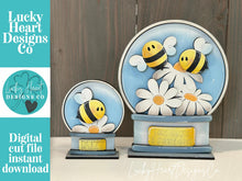 Load image into Gallery viewer, Bee Daisies Snow Globe Interchangeable File SVG, TINY Glowforge, Daisy, Honey, Flower, Spring, Summer Tiered Tray LuckyHeartDesignsCo
