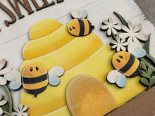 Load image into Gallery viewer, Bee Holiday Door Sign Interchangeable File, SVG Birdhouse, Floral, Daisy, Honey, Spring, Home, Seasonal, Home, Welcome, glowforge
