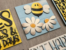 Load image into Gallery viewer, Bee Daisies Interchangeable Leaning Sign File SVG, Glowforge Spring, Summer, Daisy, Flower, Floral, Honey Tiered Tray, LuckyHeartDesignsCo
