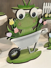 Load image into Gallery viewer, Frog Spring Standing Sign File SVG, Glowforge, Flower, Butterfly, Daisy, Watering can, Umbrella Tiered Tray LuckyHeartDesignsCo
