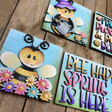 Load image into Gallery viewer, Bee Spring Interchangeable Leaning Sign File SVG, Glowforge Farm, Butterfly, Umbrella, Woodland, Flower, Tiered Tray, LuckyHeartDesignsCo
